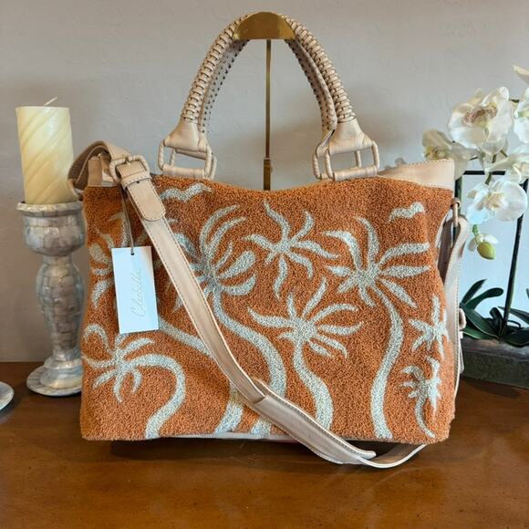 CLEOBELLA Breezy Palms Weekend Bag NWT Moccasin Sold Out - Picture 2 of 16